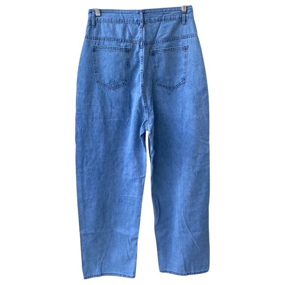 Uniq by Litz Women’s Button Fly Dark Wash Wide Leg Hi Waist Size L W30 Jeans - Picture 2 of 9